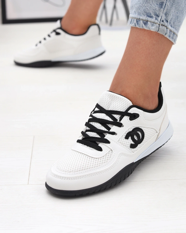 Pantofi sport de damă albi și negri Bofiale- Footwear