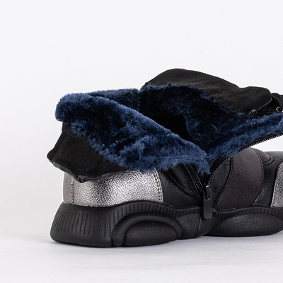 Cizme negre pentru copii cu inserții argintii Kaliaso - Încălțăminte