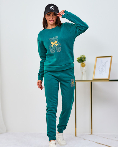 Royalfashion Set trening izolat pentru femei Green cu imprimeu