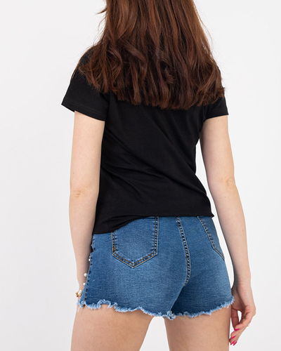 Tricou de dama negru cu imprimeu MISIA- Imbracaminte