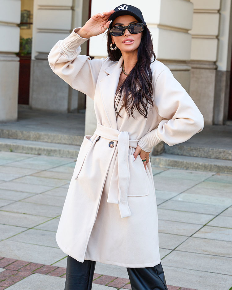 Royalfashion Palton de damă de culoare crem