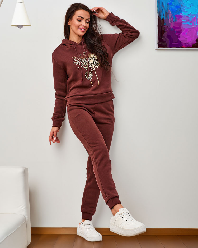 Royalfashion Set trening izolat negru pentru femei cu imprimeu auriu