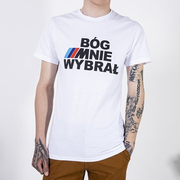 Tricou bărbătesc din bumbac alb cu imprimeu - Îmbrăcăminte