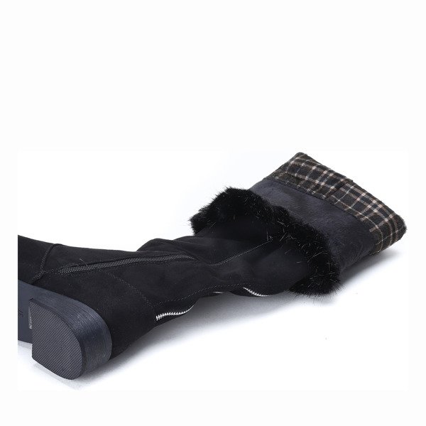 Czarne kozaki na płaskim obcasie Willia - Obuwie