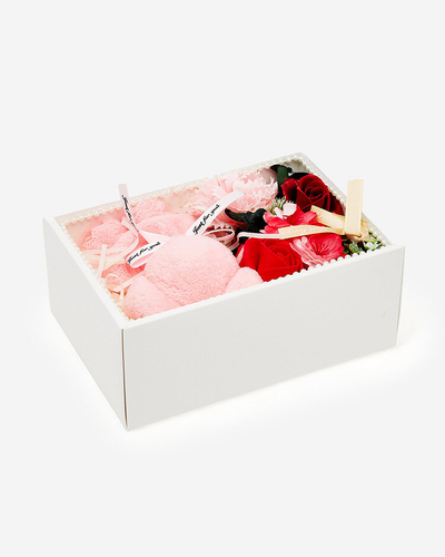 Royalfashion Flowerbox Flori într-o cutie cu un ursuleț de pluș
