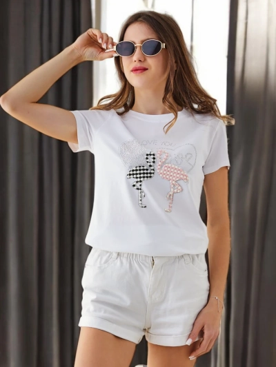 Royalfashion Tricou din bumbac pentru femei Flaming Love
