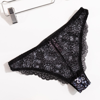 Chiloți cu flori negre pentru femei - Lenjerie de corp