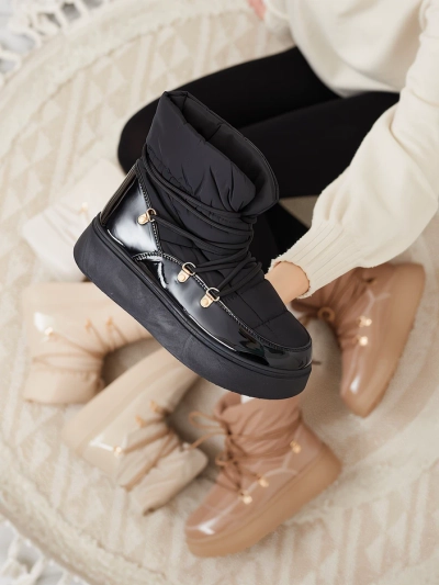 Royalfashion Cizme de zăpadă slip-on pentru femei în negru Dabenda