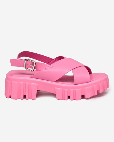 OUTLET Sandale de dama roz neon pe talpa groasa Otida - Incaltaminte