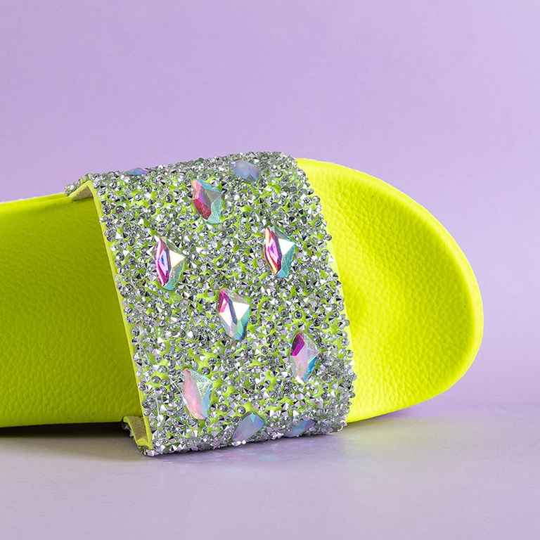 Papuci cu platformă verde pentru femei, cu zirconiu cubic Sailor - încălțăminte