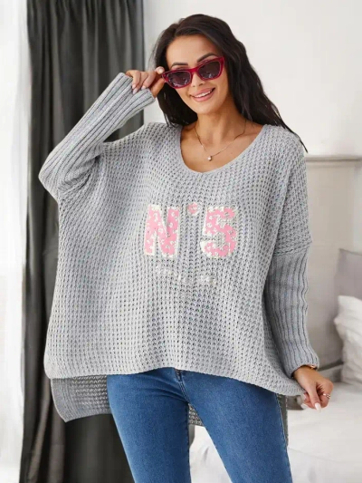 Pulover tricotat din acril pentru femei Royalfashion cu imprimeuri