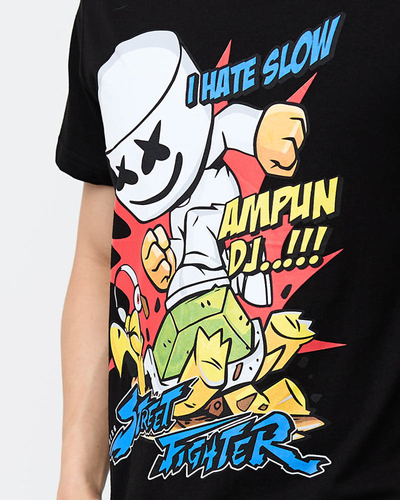 Tricou cu imprimeu negru pentru bărbați - Îmbrăcăminte