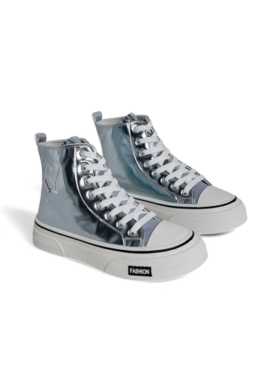 Royalfashion Adidași înalți pentru femei cu inimă Inimă argintie