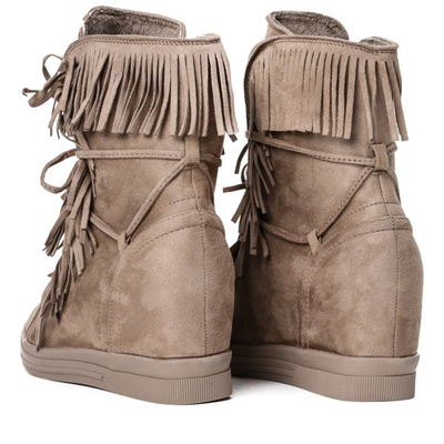 Brązowe sneakersy na koturnie Alesi - Obuwie