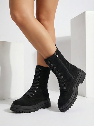 Botine damă eco piele întoarsă tip workeri Molistea