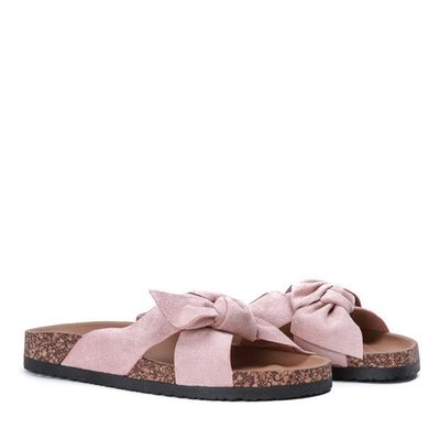 Różowe klapki z kokardką Shelia - Obuwie