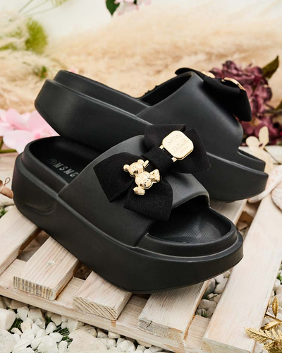 Royalfashion Șlapi de cauciuc pentru femei cu fundiță decorativă Apis