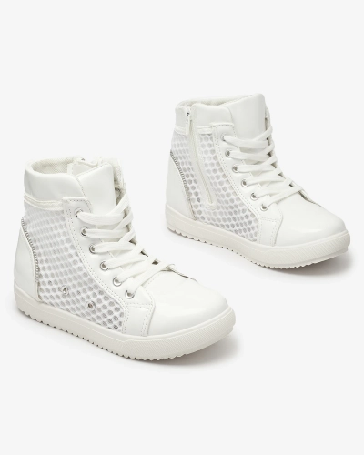 Adidași albi cu vârf înalt pentru fete Borris- Footwear