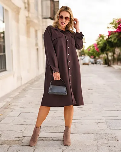 Rochie de ţesătură pentru femei Royalfashion cu nasturi MĂRIME MARE