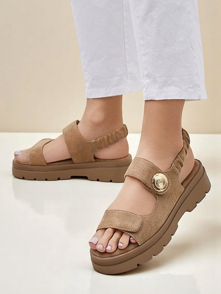 Sandal dam Royalfashion Callisto mawon kwi ekolojik platfòm