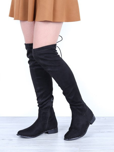 Czarne kozaki za kolano Molly - Obuwie