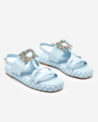 OUTLET Sandale de damă albastre cu cataramă decorativă Govy-Footwear
