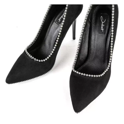 OUTLET Pompi negri pe toc stiletto Rosalicia - Pantofi