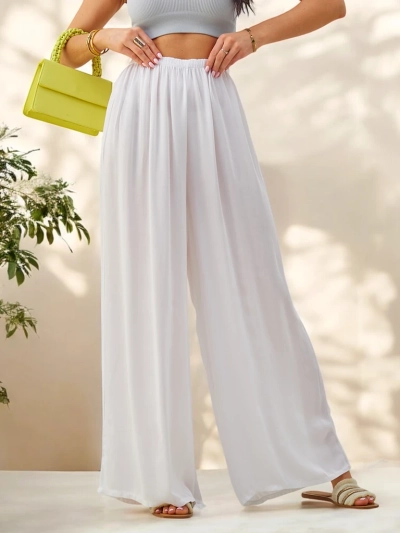 Royalfashion Pantaloni pentru femei din viscoză, drepți, confecționați din țesătură