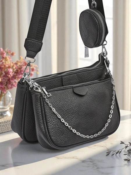 Damska tōrebka wielŏfunkcyjnŏ Scylla we farbie czŏrnyj ze skōry ekŏlogicznyj