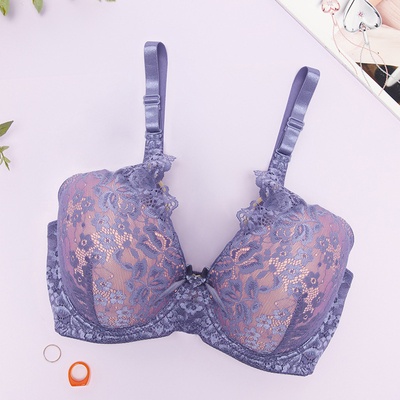 Sutien roz cu dantela mov - Lenjerie intima