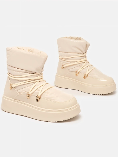 Royalfashion Cizme de zăpadă slip-on pentru femei de culoare crem Dabenda