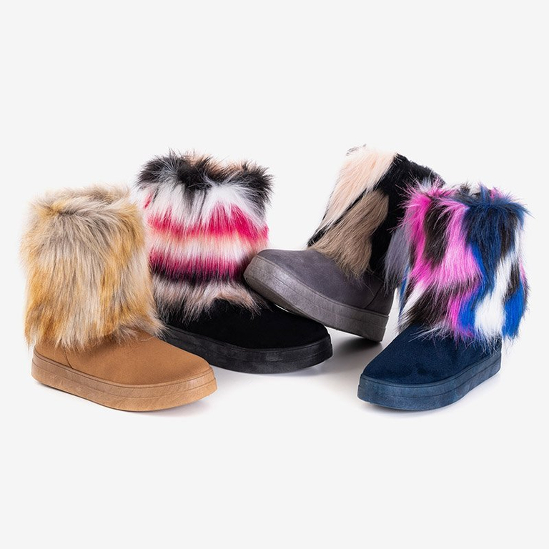 OUTLET Cizme de zăpadă pentru femei cu blana bleumarin Marell - încălțăminte