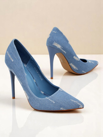 Royalfashion Pantofi cu toc înalt pentru femei Denim Chic
