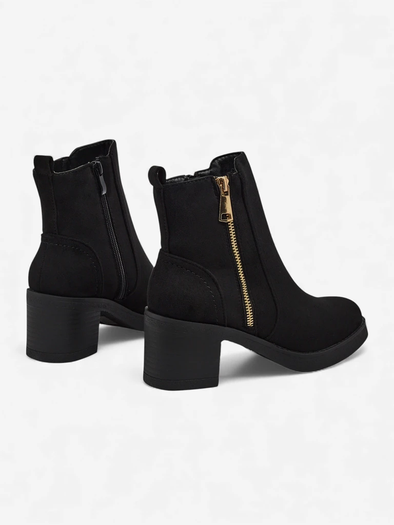 Botine de damă din piele ecologică întoarsă cu toc Arshena