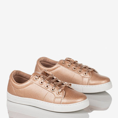 Damskie buty sportowe różowe złoto Natali - Obuwie