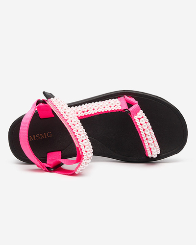 Sandale sport dama roz neon cu perle Dotiss- Incaltaminte