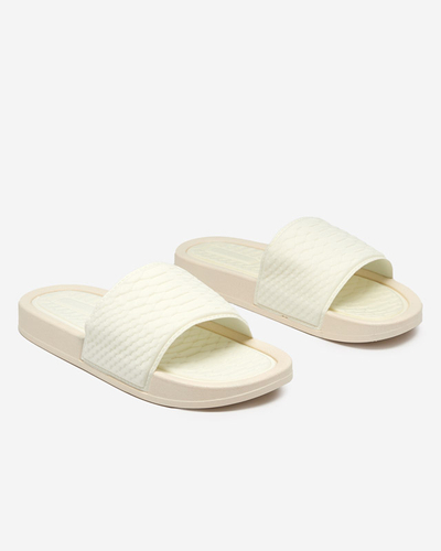 OUTLET Papuci dama albi cu relief Galite - Incaltaminte