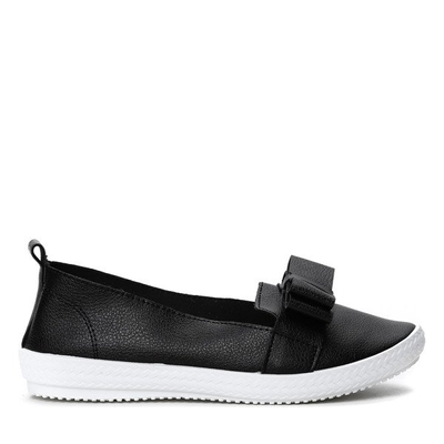 Czarne slip on z kokardką Juna- Obuwie