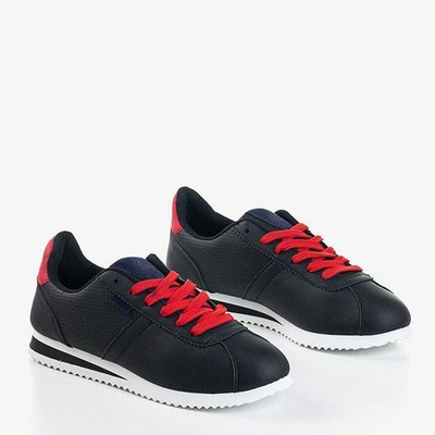 OUTLET Czarne sportowe buty damskie z czerwonymi wstawkami Dramena - Obuwie