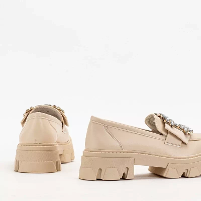 OUTLET Pantofi dama bej cu cristale Rewilla - Incaltaminte