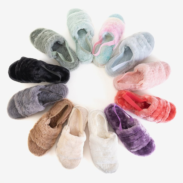 Papuci de blană pentru femeie, maro deschis, pentru bărbați