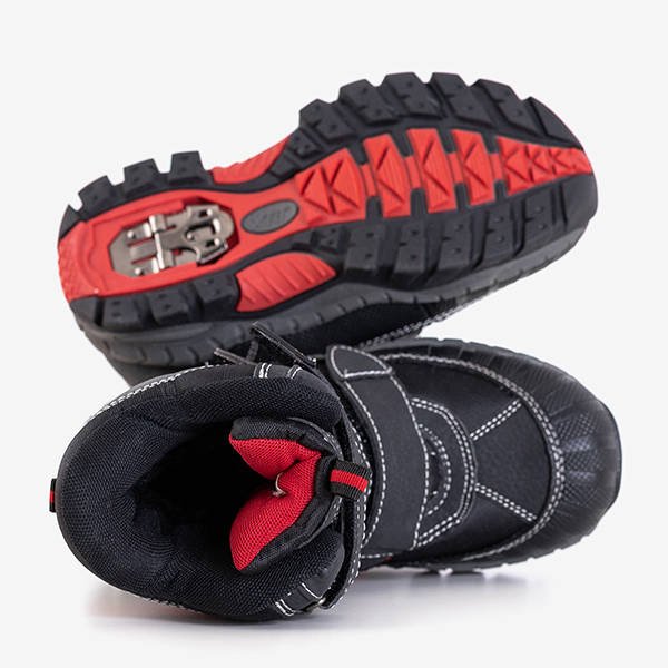 Cizme negre de zăpadă pentru băieți cu elemente de fixare Velcro Fenir - Încălțăminte