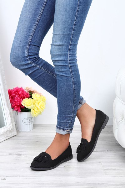 Czarne mokasyny z frędzelkami Ellie- Obuwie