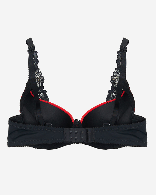 Sutien roșu de damă cu dantelă neagră - Lenjerie intimă