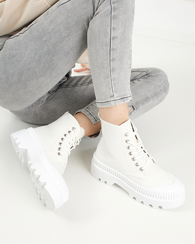 Botine albe dama Roulle - Pantofi
