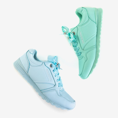 Încălțăminte sport de culoare albastru deschis pentru femei legată cu panglică Qavisa - Încălțăminte