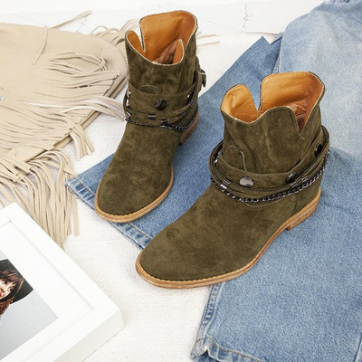 Cizme de cowboy verzi pe o pană de interior Salem - Încălțăminte