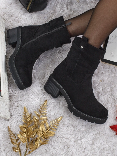 Botine de damă din piele întoarsă ecologică Carmine