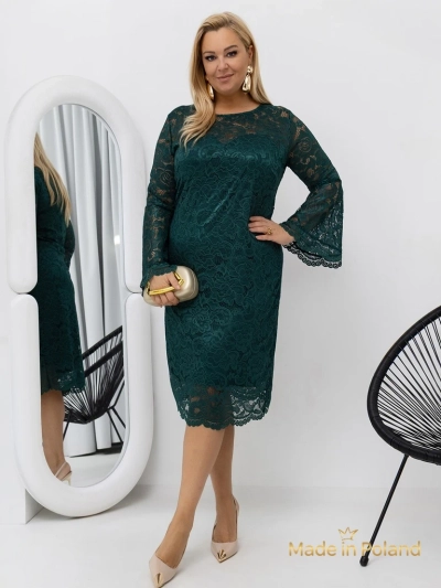 Rochie midi de damă din dantelă cu mâneci largi Kiss Star