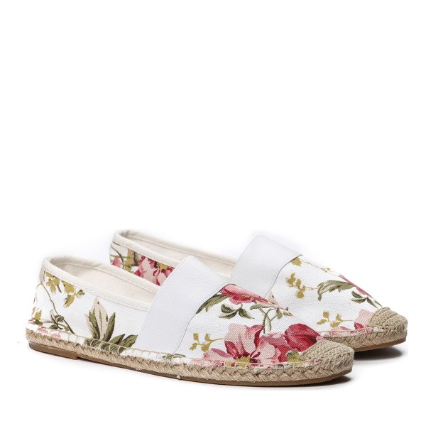 Białe espadryle w kwiaty Novalee- Obuwie